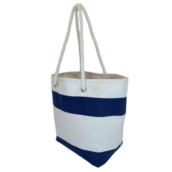 Stripes Cotton Resort Tote Bag With Rope Handle - 986_RH_NAT_NVY -2