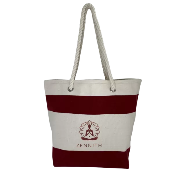 Heavy Duty Striped Cotton Tote Bag with Rope Handles | Beach & Resort Ready - Image 5