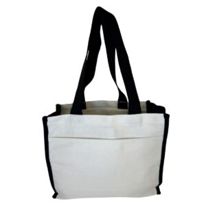 Wholesale Cotton Canvas Tote Bag with Gusset and Front Pocket - 1086_BT_BLK -1