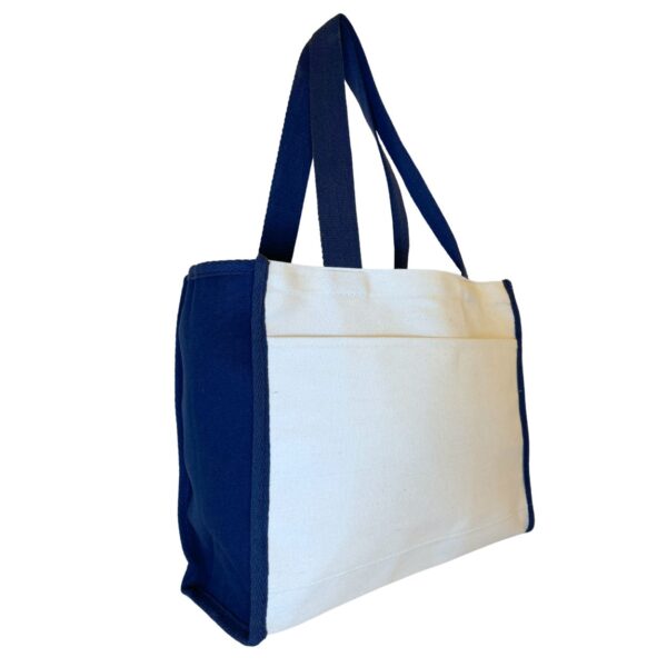 Wholesale Cotton Canvas Tote Bag with Gusset and Front Pocket - 1086_BT_NAV -1