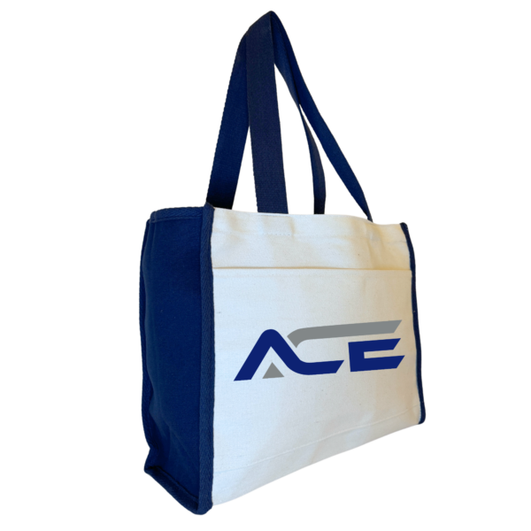 Cotton Canvas Tote Bag with Front Pocket | Two Tone Shopping & Beach Bag - Image 5