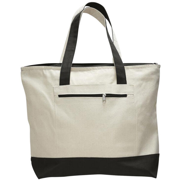Heavy Canvas Zipper Tote Bag With Colour Handles - Image 9