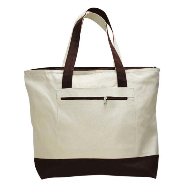 Heavy Canvas Zipper Tote Bag With Colour Handles - Image 8