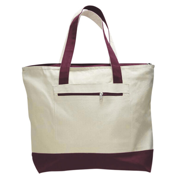 Heavy Canvas Zipper Tote Bag With Colour Handles - Image 5
