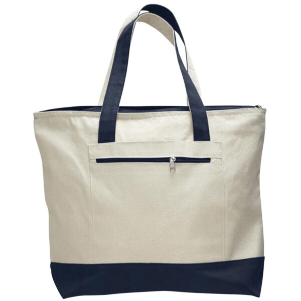 Heavy Canvas Zipper Tote Bag With Colour Handles - Image 4