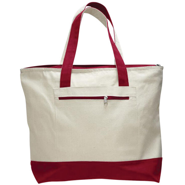 Heavy Canvas Zipper Tote Bag With Colour Handles - Image 2
