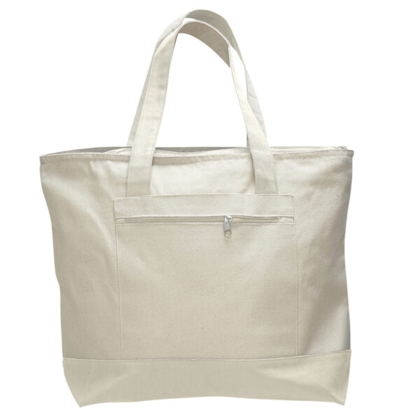 Heavy Canvas Zipper Tote Bag With Colour Handles - Image 10