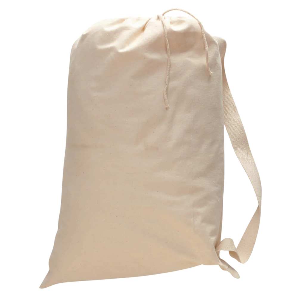 Heavy Duty Cotton Canvas Laundry Bag in multiple colors with drawstring and straps – Available in 3 sizes (Small, Medium, Large)