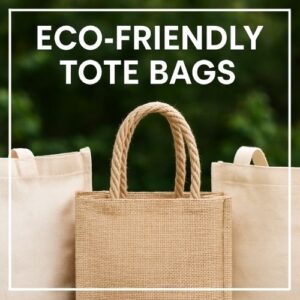 Eco-friendly reusable tote bags made from cotton and canvas for sustainable brand marketing